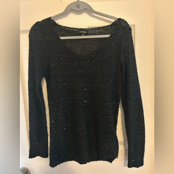 4/$20 Le chateau black sequins mesh special occasion party  sweater- size S - Picture 3 of 8